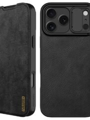 NILLKIN Qin Pro Series for iPhone 17 Pro Max Case with Card Slots Leather Phone Cover Black iPhone 17 Pro Max by The Case Factory