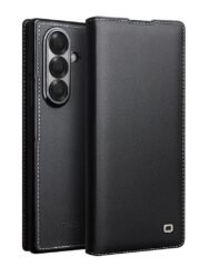 QIALINO For Samsung Galaxy Z Fold7 Case Genuine Leather Flip Phone Cover Black Samsung Galaxy Z Fold7 by The Case Factory