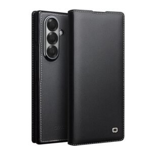 QIALINO For Samsung Galaxy Z Fold7 Case Genuine Leather Flip Phone Cover Black Samsung Galaxy Z Fold7 by The Case Factory