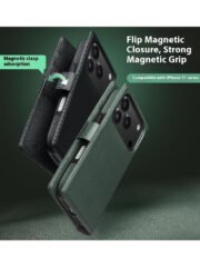 QIALINO For iPhone 17 Pro Detachable Genuine Cow Leather Wallet Case Compatible with MagSafe Phone Cover by The Case Factory