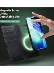 QIALINO For iPhone 17 Pro Detachable Genuine Cow Leather Wallet Case Compatible with MagSafe Phone Cover by The Case Factory