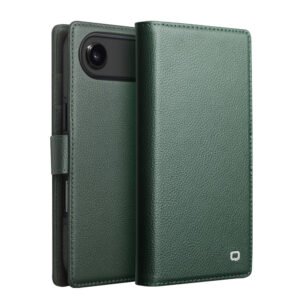 QIALINO For iPhone Air Detachable Genuine Cow Leather Wallet Case Compatible with MagSafe Phone Cover Green iPhone Air by The Case Factory