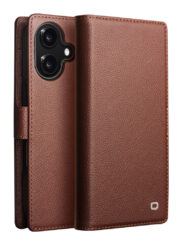 QIALINO For iPhone 17 Detachable Genuine Cow Leather Wallet Case Compatible with MagSafe Phone Cover Brown iPhone 17 by The Case Factory