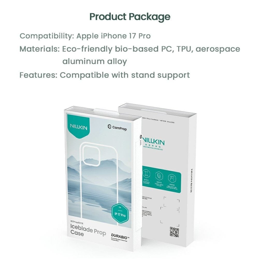 NILLKIN Iceblade CamProp For iPhone 17 Pro Case Clear Lens Lid Kickstand Phone Cover by The Case Factory