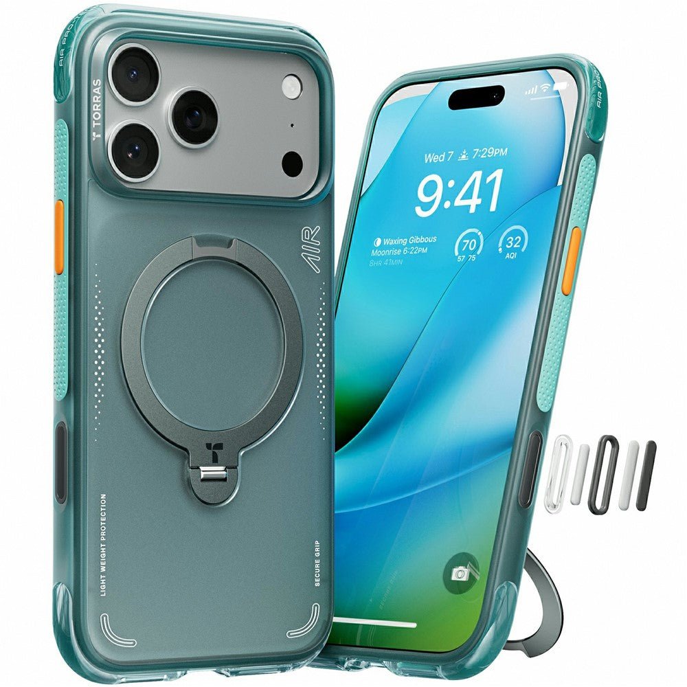 TORRAS Ostand Q3 Air Series For iPhone 17 Pro MagSafe Kickstand Case Green iPhone 17 Pro by The Case Factory