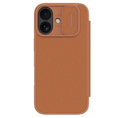 NILLKIN Qin Pro Series for iPhone 17 Case with Card Slots Leather Phone Cover Brown iPhone 17 by The Case Factory