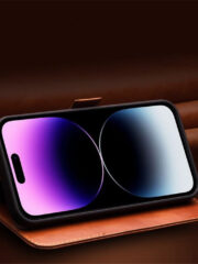 QIALINO For iPhone 14 Pro Case Drop-Proof Business Style Genuine Leather Wallet Magnetic Closure Phone Cover by The Case Factory