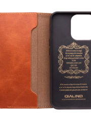 QIALINO For iPhone 14 Pro Case Drop-Proof Business Style Genuine Leather Wallet Magnetic Closure Phone Cover by The Case Factory