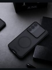 NILLKIN Camshield Pro Magnetic Series For Samsung Galaxy S25 FE Case TPU-PC Clear Black Phone Cover with Camera Slider by The Case Factory