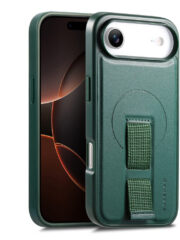 CASENEO For iPhone Air Magnetic Case Wristband Leather Shockproof Phone Cover Green iPhone Air by The Case Factory