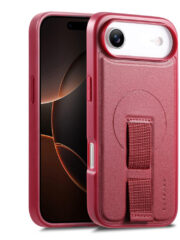 CASENEO For iPhone Air Magnetic Case Wristband Leather Shockproof Phone Cover Red iPhone Air by The Case Factory