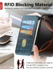 CASENEO For iPhone 17 Pro Magnetic Case RFID Blocking Wallet Detachable Leather Phone Cover with Wristband by The Case Factory
