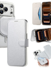 CASENEO For iPhone 17 Pro Max Case Compatible with MagSafe Detachable Leather Phone Cover with Lens Film Silver iPhone 17 Pro Max by The Case Factory