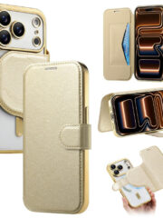 CASENEO For iPhone 17 Pro Max Case Compatible with MagSafe Detachable Leather Phone Cover with Lens Film Gold iPhone 17 Pro Max by The Case Factory