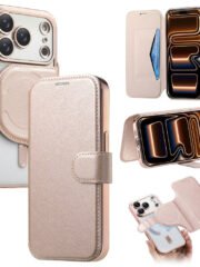 CASENEO For iPhone 17 Pro Case Compatible with MagSafe Detachable Leather Phone Cover with Lens Film Rose Gold iPhone 17 Pro by The Case Factory