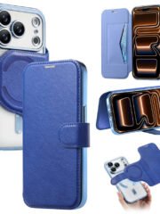 CASENEO For iPhone 17 Pro Case Compatible with MagSafe Detachable Leather Phone Cover with Lens Film Blue iPhone 17 Pro by The Case Factory