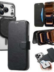 CASENEO For iPhone 17 Pro Case Compatible with MagSafe Detachable Leather Phone Cover with Lens Film Black iPhone 17 Pro by The Case Factory
