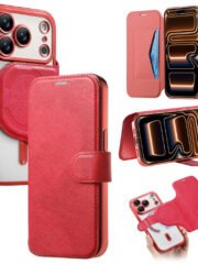 CASENEO For iPhone 17 Pro Case Compatible with MagSafe Detachable Leather Phone Cover with Lens Film Red iPhone 17 Pro by The Case Factory