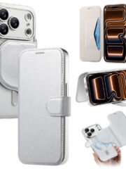 CASENEO For iPhone 17 Pro Case Compatible with MagSafe Detachable Leather Phone Cover with Lens Film Silver iPhone 17 Pro by The Case Factory