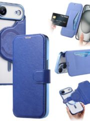 CASENEO For iPhone Air Case Compatible with MagSafe Detachable Leather Phone Cover with Lens Film Blue iPhone Air by The Case Factory