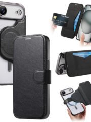 CASENEO For iPhone Air Case Compatible with MagSafe Detachable Leather Phone Cover with Lens Film Black iPhone Air by The Case Factory