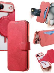 CASENEO For iPhone Air Case Compatible with MagSafe Detachable Leather Phone Cover with Lens Film Red iPhone Air by The Case Factory