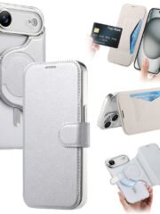 CASENEO For iPhone Air Case Compatible with MagSafe Detachable Leather Phone Cover with Lens Film Silver iPhone Air by The Case Factory