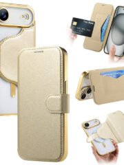 CASENEO For iPhone Air Case Compatible with MagSafe Detachable Leather Phone Cover with Lens Film Gold iPhone Air by The Case Factory