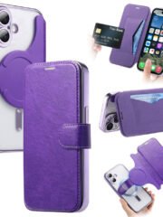 CASENEO For iPhone 17 Case Compatible with MagSafe Detachable Leather Phone Cover with Lens Film Light Purple iPhone 17 by The Case Factory