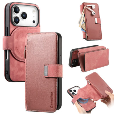 CASENEO For iPhone 17 Pro Max Case Magnetic Detachable Zipper Wallet Flip Phone Cover by The Case Factory