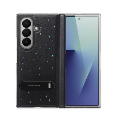 DUX DUCIS STEX Series For Samsung Galaxy Z Fold7 Case Kickstand Star Pattern Leather Back Cover with Tempered Glass Film by The Case Factory