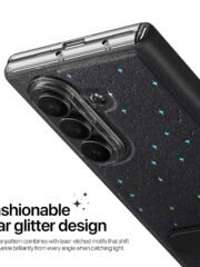 DUX DUCIS STEX Series For Samsung Galaxy Z Fold7 Case Kickstand Star Pattern Leather Back Cover with Tempered Glass Film by The Case Factory