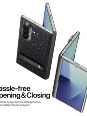 DUX DUCIS STEX Series For Samsung Galaxy Z Fold7 Case Kickstand Star Pattern Leather Back Cover with Tempered Glass Film by The Case Factory