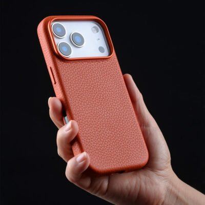 MELKCO For iPhone 17 Pro Magnetic Case Genuine Cow Leather Phone Cover with Metal Keys / AI Button by The Case Factory