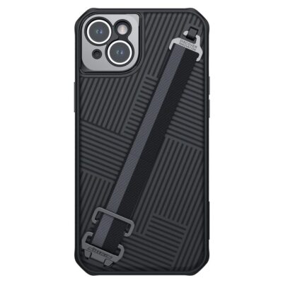 NILLKIN Hybrid Case for iPhone 14 Plus Stripe Design Anti-scratch Protective Phone Cover with Detachable Hand Strap Black iPhone 14 Plus by The Case Factory