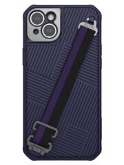 NILLKIN Hybrid Case for iPhone 14 Plus Stripe Design Anti-scratch Protective Phone Cover with Detachable Hand Strap Purple iPhone 14 Plus by The Case Factory