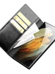 QIALINO For Samsung Galaxy S23 Ultra Wallet Case Flip Stand Genuine Leather Phone Cover by The Case Factory