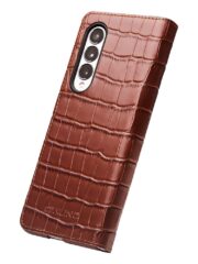 QIALINO for Samsung Galaxy Z Fold4 Case Crocodile Texture Cowhide Leather Flip Phone Cover by The Case Factory
