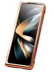 QIALINO for Samsung Galaxy Z Fold4 Electroplating Case Leather Back Cover with Tempered Glass Window by The Case Factory
