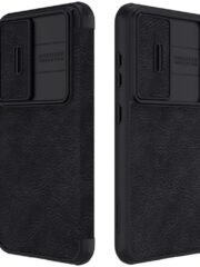 NILLKIN Qin Pro Series for Samsung Galaxy S23+ Leather Phone Case Card Holder Folio Flip Cover with Slide Lens Protector Black Samsung Galaxy S23+ by The Case Factory