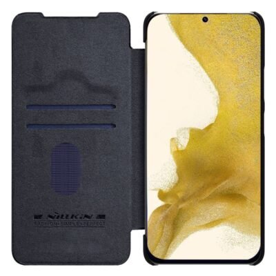 NILLKIN Qin Pro Series for Samsung Galaxy S23+ Leather Phone Case Card Holder Folio Flip Cover with Slide Lens Protector by The Case Factory