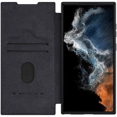 NILLKIN Qin Pro Series for Samsung Galaxy S23 Ultra Leather Card Holder Protective Case Slide Lens Protection Phone Cover by The Case Factory