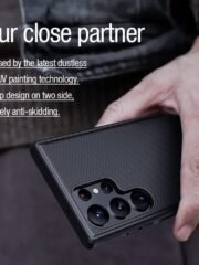 NILLKIN Frosted Shield Pro for Samsung Galaxy S23 Ultra Matte Phone Case PC-TPU Shockproof Hybrid Cover with Car Mount Metal Sheet by The Case Factory