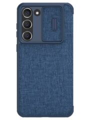 NILLKIN Qin Pro Series Shockproof Case for Samsung Galaxy S23 Slide Lens Protection Phone Cover with Card Slots Blue Samsung Galaxy S23 by The Case Factory