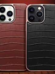 QIALINO for iPhone 14 Pro Case Shockproof Crocodile Texture Genuine Cow Leather Cover | Compatible with MagSafe by The Case Factory