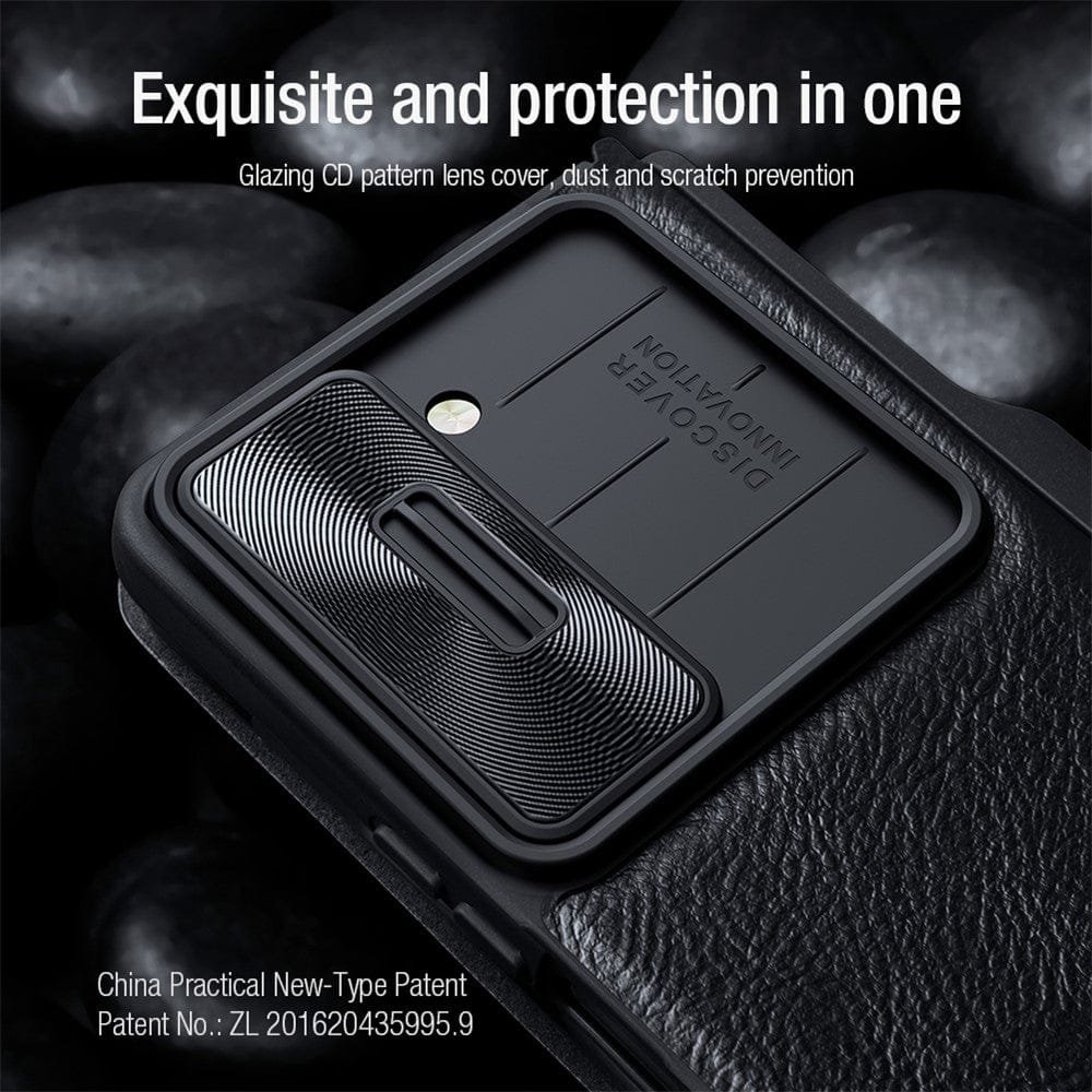NILLKIN Qin Pro Series for Samsung Galaxy Z Fold5 Leather Case Slide Camera Protection Phone Cover with Pen Slot by The Case Factory