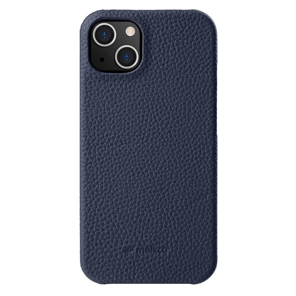 MELKCO For iPhone 14 Case Genuine Cow Leather Phone Cover Dark Blue iPhone 14 by The Case Factory