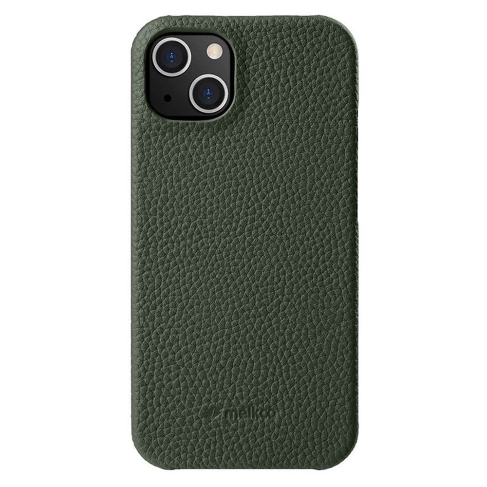 MELKCO For iPhone 14 Case Genuine Cow Leather Phone Cover Dark Green iPhone 14 by The Case Factory