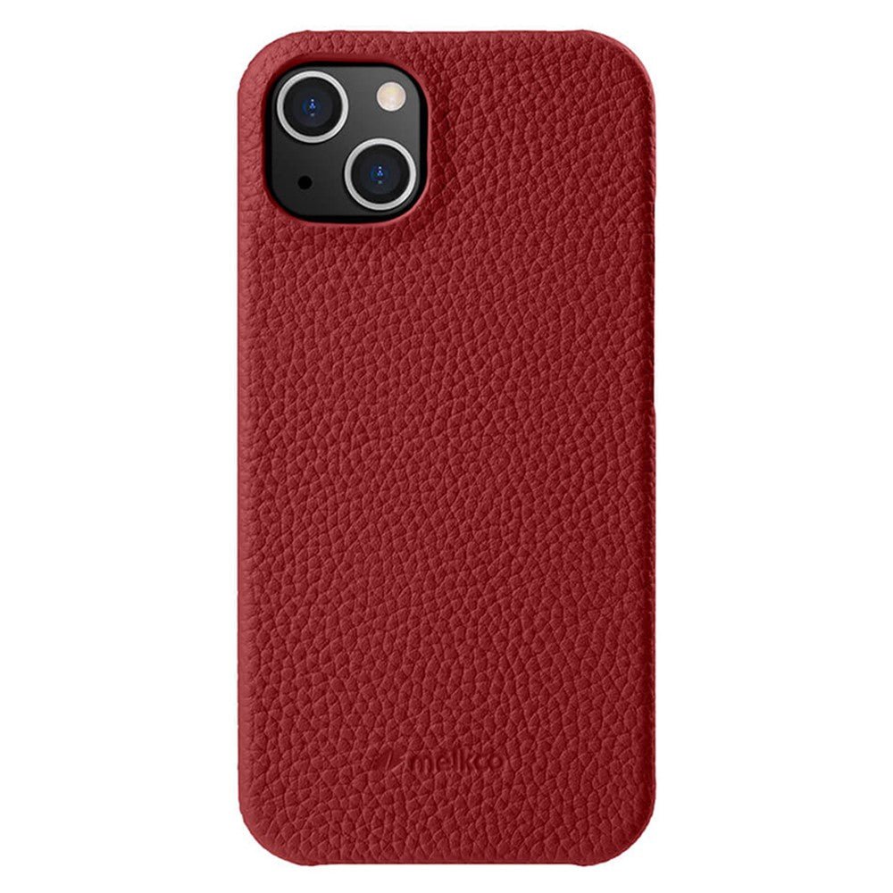 MELKCO For iPhone 14 Case Genuine Cow Leather Phone Cover Red iPhone 14 by The Case Factory