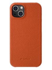 MELKCO For iPhone 14 Case Genuine Cow Leather Phone Cover Orange iPhone 14 by The Case Factory